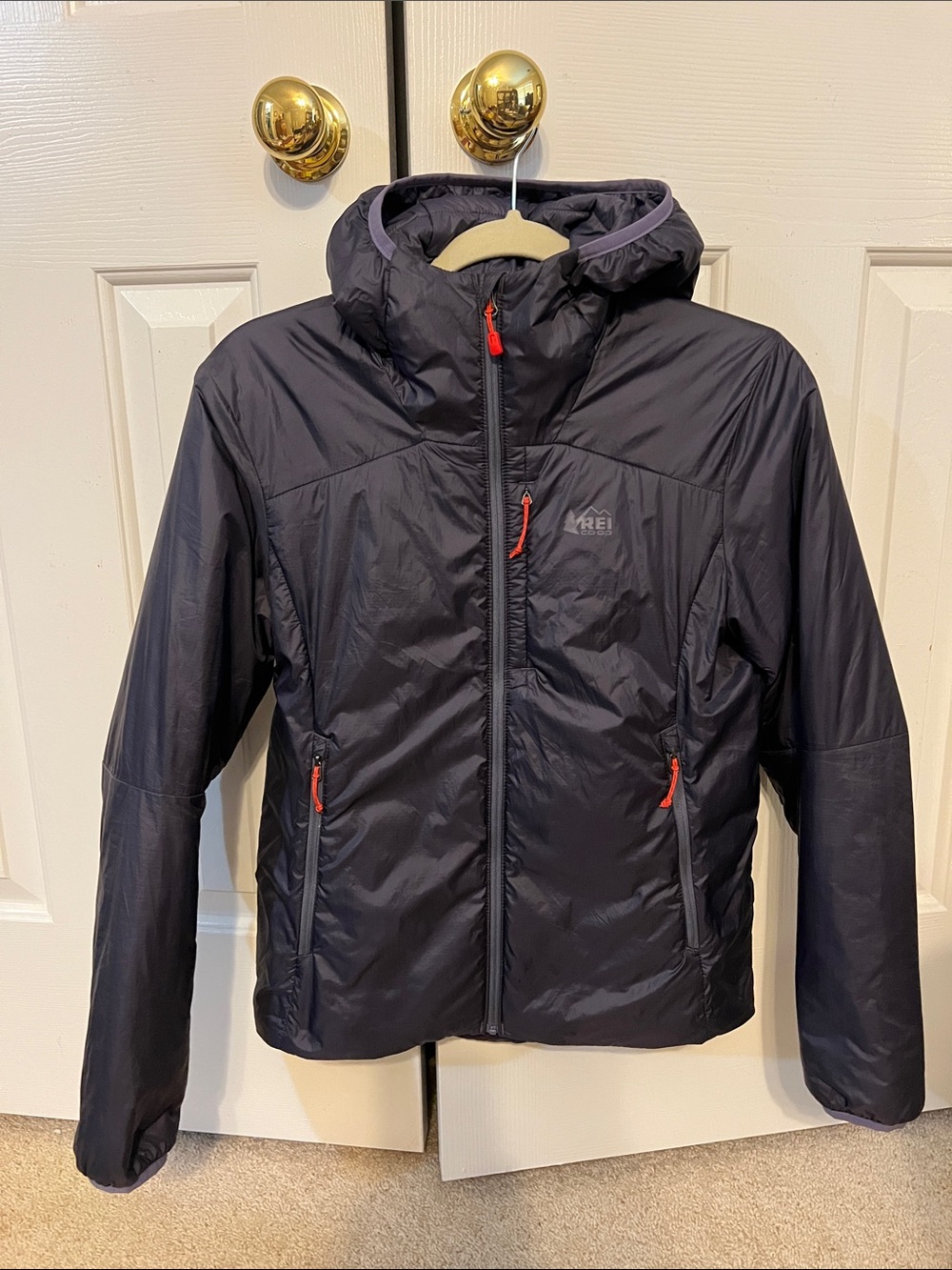 REI Womens Navy Hooded Lightweight Insulated Jacket